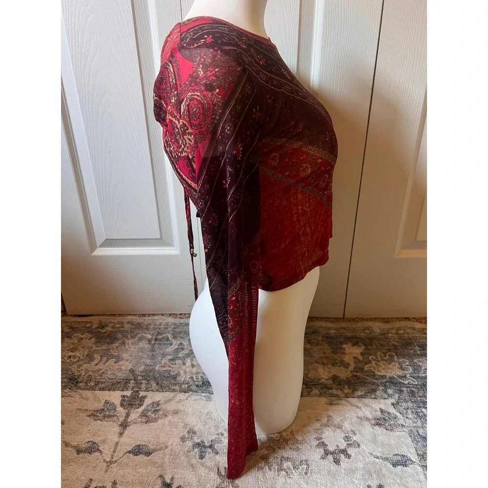 Y2K Free People Paisley Mesh Open Back Western Cowgirl Fairy Whimsigoth Size S